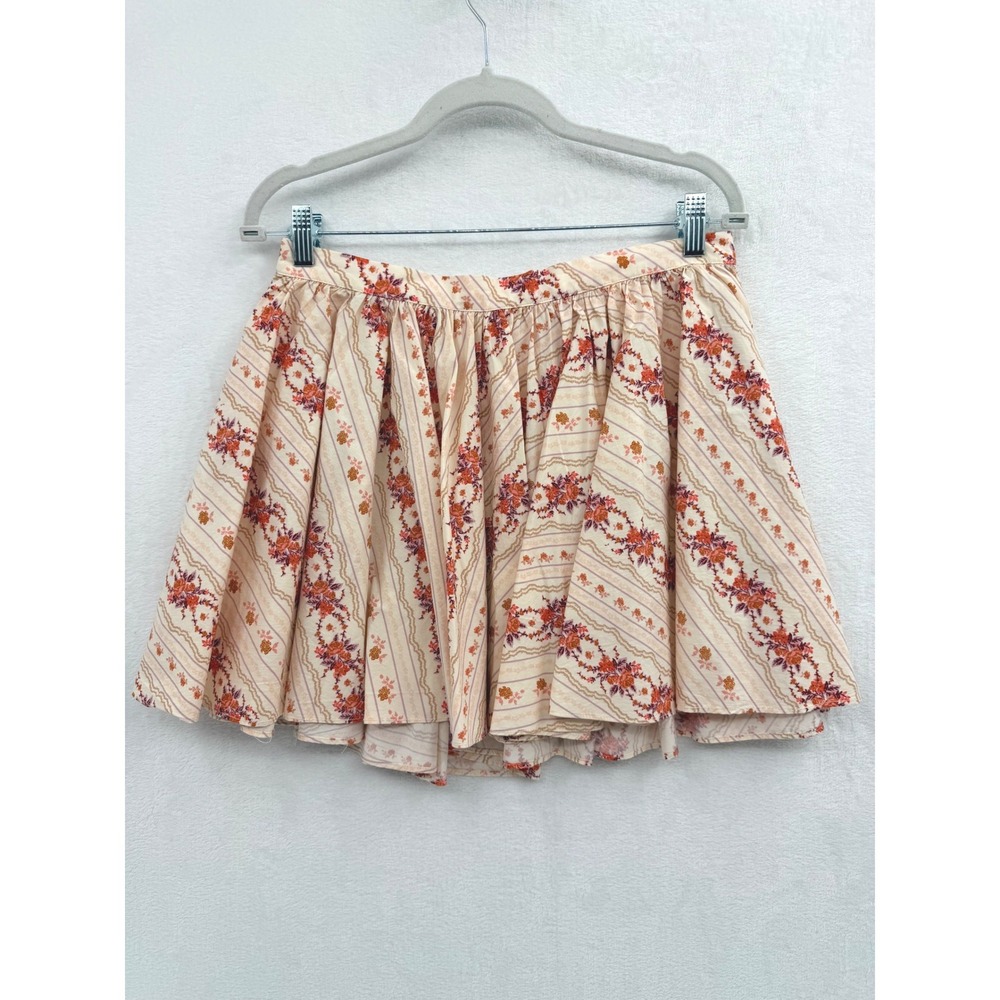 Free People Cream Floral Stripe Mini Skirt Small NWT Boho‎ Girlhoodcore Flirty